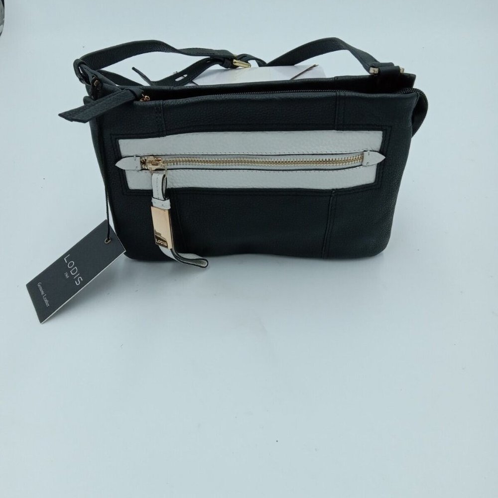 NWT Lodis Genuine Leather Jessie Small Crossbody Purse black pearl